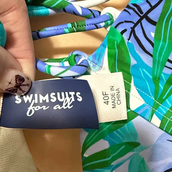 Swimsuits For All Tropical Blue and Green One Piece - Picture 2 of 4